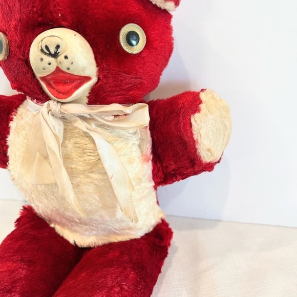 Red Rubber-faced Vintage Teddy Bear Plush Likely from the 1950s 12” - Picture 2 of 7